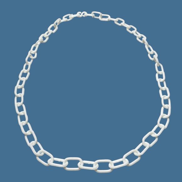 Vtg 80s White Plastic Chain Necklace For Clip Bell Charms Replacement Toy 24" - Picture 5 of 7